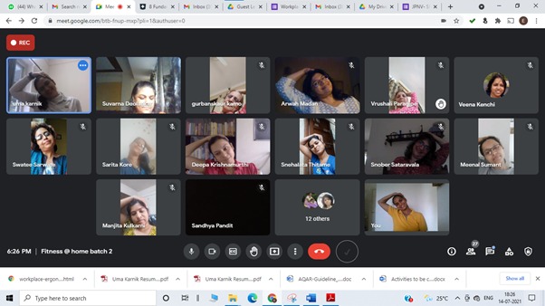 Workplace Ergonomics(Tearchers were doing Exercise)